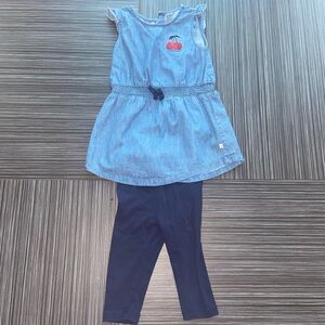 Petit lem outfit set denim tunic with leggings size 24 months